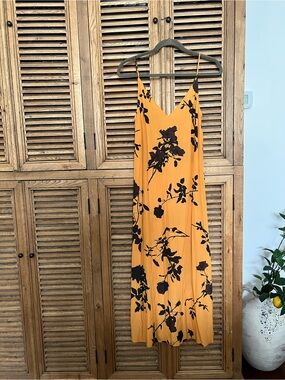 Dries Van Noten Yellow Floral Dotta Slip Maxi Dress  FW19 Satin Size 34 US 2